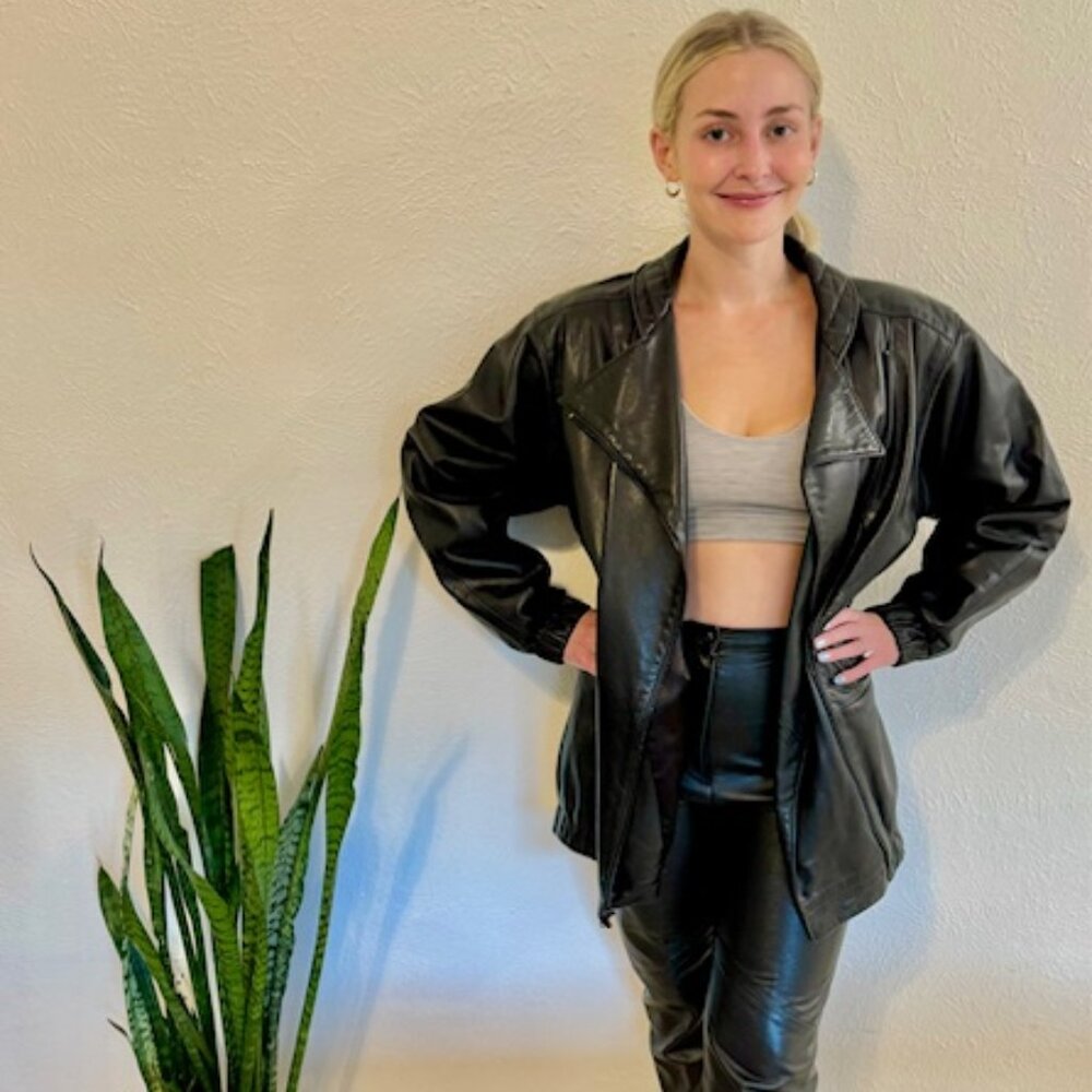 Black Leather Coat by Bettina